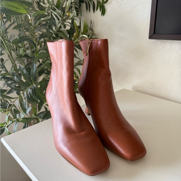 Sam Edelman Women's Leather Almond Toe Ankle Boot in Cognac Brown - Picture 2 of 7